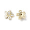 Brass Micro Pave Clear Cubic Zirconia Cabochons, Nickel Free, Flower, Real 18K Gold Plated, 8.5x9x5mm