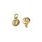 Brass Charms, with Jump Rings, Nickel Free, Flat Round with Letter.T, Real 18K Gold Plated, 10x7.5x1mm, Jump Ring: 5x1mm, 3mm inner diameter