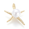 Brass Pendants, with Acrylic Bead, Nickel Free, Real 18K Gold Plated, Starfish/Sea Stars, 22x18x9mm, Hole: 4x2mm