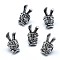 Brass Beads, with Clear Cubic Zirconia, Cadmium Free & Nickel Free & Lead Free, Skull, Antique Silver, 15.5x7.5x7mm, Hole: 2mm