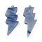 Dyed & Heated Natural Blue Aventurine Pendants, Lightning Bolt Charm, with Stainless Steel Color Tone 304 Stainless Steel Loops, 40~44.5x17~20x4.5~6mm, Hole: 2mm