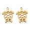 PVD Vacuum Plating 304 Stainless Steel Pendant, Hollow, Tortoise Charm, Golden, 22x16x2mm, Hole: 1.6mm