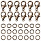 50Pcs Zinc Alloy Lobster Claw Clasps, Parrot Trigger Clasps, with 150Pcs Iron Open Jump Rings, Red Copper, 12x6mm, Hole: 1.2mm