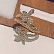 Butterfly Brass Micro Pave Clear Cubic Zirconia Finger Rings for Women, Golden, Inner Diameter: Adjustable