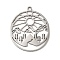 Non-Tarnish 201 Stainless Steel Pendants, Flat Round with Sun, Stainless Steel Color, 30x25x1mm, Hole: 1.8mm