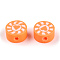 Handmade Polymer Clay Beads, Flat Round with Heart & Sun, Coral, 9~10x5mm, Hole: 1.6mm
