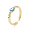 Brass Micro Pave Cubic Zirconia Open Rings, Enamel Evil Eye Cuff Rings for Women, Real 18K Gold Plated, Cadmium Free & Nickel Free & Lead Free, 2mm, Inner Diameter: US Size 6 3/4(17mm)
