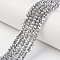 Electroplate Opaque Glass Beads Strands, Half Silver Plated, Faceted, Rondelle, Gray, 6x5mm, Hole: 1mm, about 80~85pcs/strand, 38~40cm