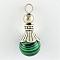 Malachite Pendants, with Alloy Findings, Antique Silver, Snowcone, Dyed, 29.5x12.5mm, Hole: 2.5mm