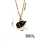 Elegant Brass Rhinestone Swan Pendant Necklace for Chic and Trendy Look, Golden, Jet, 15.75 inch(400mm)