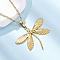Dragonfly 304 Stainless Steel Pendant Necklaces, Ion Plating(IP), Real 18K Gold Plated, 18.11 inch(46cm)
