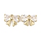 Brass Micro Pave Clear Cubic Zirconia Charms, Cadmium Free & Nickel Free & Lead Free, Long-Lasting Plated, Bowknot, Real 14K Gold Plated, 9.5x12x3.5mm, Hole: 1mm