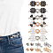 6Pcs 6 Colors Clover Alloy Enamel Adjustable Jean Button Pins, Waist Tightener, Sewing Fasteners for Garment Accessories, Mixed Color, 16x48x1.9mm, 1pc/color