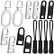 50Pcs Alloy Zipper Slider, for Garment Accessories & Replacement pull-tab & Plastic Zipper Puller With Strap, Mixed Color, 2.65x1.1x0.45cm, Hole: 6.5x9mm & 7.5x4mm, 50pcs/box