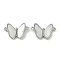 Brass Micro Pave Clear Cubic Zirconia Pave Natural Shell Butterfly Connector Charms, Cadmium Free & Nickel Free & Lead Free, Platinum, 13x19.5x3mm, Hole: 1.4mm