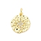 Brass Micro Pave Cubic Zirconia Pendants, Cadmium Free & Lead Free, Round with Star Charms, with Jump Ring, Real 16K Gold Plated, 17x15x1.5mm, Hole: 3.5mm