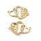 Brass Micro Pave Clear Cubic Zirconia Connector Charms, Heart Links, Real 18K Gold Plated, Cadmium Free & Nickel Free & Lead Free, 17x26.5x3mm, Hole: 1.5mm