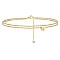 Heart Brass with Crystal Rhinestone Anklets, Golden, Letter S, 9-1/8 inch(230mm)
