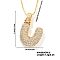 Elegant Brass Micro Pave Clear Cubic Zirconia 3D Initial Necklaces, Perfect Gift for Her, Golden, Letter U, 15.75 inch(40cm)