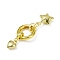 Brass Spring Gate Rings, Long-Lasting Plated, Lead Free & Cadmium Free, Rack Plating, Star, Real 18K Gold Plated, 62mm
