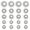 4 Style Zinc Alloy Shank Buttons, 1-Hole, with Plastic Imitation Pearls, for Garment Accessories, Flat Round, Platinum, 15~25x4.5~7.5mm, Hole: 1.8~1.9mm, 20pcs/box