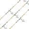 Brass Lightning Bolt Link Chains, with Glass and Enamel, Long-Lasting Plated, Rack Plating, Lead Free & Cadmium Free, Unwelded, Handmade Beaded Chains, Golden, 2x2mm