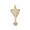 Brass Micro Pave Cubic Zirconia Pendants, Goblet, with Jump Ring , Lead Free & Cadmium Free, Real 18K Gold Plated, 24.5x14.5x5mm, Hole: 2.2x3.5mm