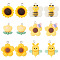Pandahall 12Pcs 6 Styles Opaque Resin Pendants, Flower & Bees Charms, with Platinum Tone Iron Loops, Mixed Color, 20~25x14~24x6~8.5mm, Hole: 2mm, 2pcs/style