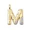 Brass Micro Pave Cubic Zirconia Pendants, Cadmium Free & Nickel Free & Lead Free, Letter Charms, Real 18K Gold Plated, Letter M, 27.5x20x4mm, Hole: 5x2.5mm