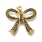 Rack Plating Brass Micro Pave Cubic Zirconia Charms, Long-Lasting Plated, Cadmium Free & Lead Free, Bowknot Charms, Black, Real 18K Gold Plated, 25.5x28.5x5mm, Hole: 4x3.5mm