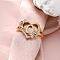 Heart with Flower Hollow Out Brass Finger Rings, Golden & Rose Gold, Letter Q, Inner Diameter: 17mm