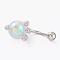 Piercing Jewelry, Brass Micro Pave Cubic Zirconia Navel Rings, Belly Rings, with 304 Stainless Steel Bar, Round, Clear AB, Stainless Steel Color, 27.5mm, Bar: 14 Gauge(1.6mm), Bar Length: 3/8
