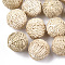 Handmade Reed Cane/Rattan Woven Beads, For Making Straw Earrings and Necklaces, No Hole/Undrilled, Round, Antique White, 20~30mm