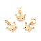 Brass Micro Pave Cubic Zirconia Charms, Crown, Colorful, Golden, 12.5x13x1.5mm, Hole: 4mm