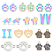 Pendants Sets, Including 22Pcs 11 Style Ion Plating(IP) 201 Stainless Steel & Tibetan Style Alloy Pendant & Links Connectors, Mixed Color, 2pcs/style