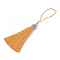 Nylon Tassel Big Pendant Decorations, with Enamel and Alloy Findings, Platinum, Orange, 80~84x10.5~11mm