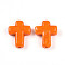 Handmade Lampwork Beads, Cross, Dark Orange, 24~26x20~20.5x6~7.5mm, Hole: 1.6~1.8mm