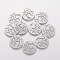 Non-Tarnish 201 Stainless Steel Pendants, Flat Round with Cherry Tree, Stainless Steel Color, 20x1.1mm, Hole: 1.5mm