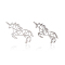Tarnish Resistant 201 Stainless Steel Filigree Joiners, Unicorn, Stainless Steel Color, 14x21x1mm