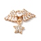 Brass Micro Pave Clear Cubic Zirconia Pendants, Nickel Free, with Glass, Star with Wing, Golden, 17x21x4mm, Hole: 1.4mm