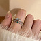 1Pc Flower Alloy Rhinestone Cuff Rings, Inner Diameter: Adjustable