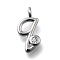 Brass Micro Pave Cubic Zirconia Pendants, Letter Charms, Rack Plating, Long-Lasting Plated, Cadmium Free & Lead Free, Letter Q, 13x7.5x2mm, Hole: 1.6mm