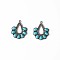 Synthetic Turquoise Pendants, with Aolly Findings, Cadmium Free & Nickel Free & Lead Free, Antique Silver, Fan, Sky Blue, 35x29x4mm, Hole: 2mm