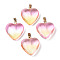 Two Tone Spray Painted Glass Pendants, with Golden Plated Iron Bails, Heart, Champagne Yellow, 22x20.5x7mm, Hole: 6x2mm