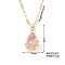 Mini 3D Fashionable Cute Versatile Elegant Brass Glass Teardrop Pendant Necklaces, Pearl Pink, 15.75 inch(40cm)