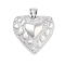 Brass Pendants, Heart Charms, Rack Plating, Lead Free & Cadmium Free, Long-Lasting Plated, Platinum, 21x20.5x6.5mm, Hole: 5x3mm