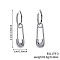 Geometric Paperclip Brass Clear Cubic Zirconia Brooch Hoop Earrings, Valentine's Day, Silver, 43x10mm