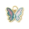 Brass Enamel Charms, Butterfly Charms, with Jump Ring, Lead Free & Cadmium Free, Long-Lasting Plated, Rack Plating, Real 18K Gold Plated, Pale Turquoise, 12x15x3.5mm, Hole: 3.4mm