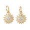 Brass Micro Pave Cubic Zirconia Pendants, Sun Charms, Rack Plating, Long-Lasting Plated, with Jump Ring, Golden, 10.5x9.5x2.3mm, Hole: 4mm