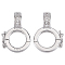 2Pcs 925 Sterling Silver Micro Pave Clear Cubic Zirconia Twister Clasps, with S925 Stamp, Ring, Real Platinum Plated, 15x10x5mm, Hole: 4.5x3.3mm, Inner Diameter: 5.5mm
